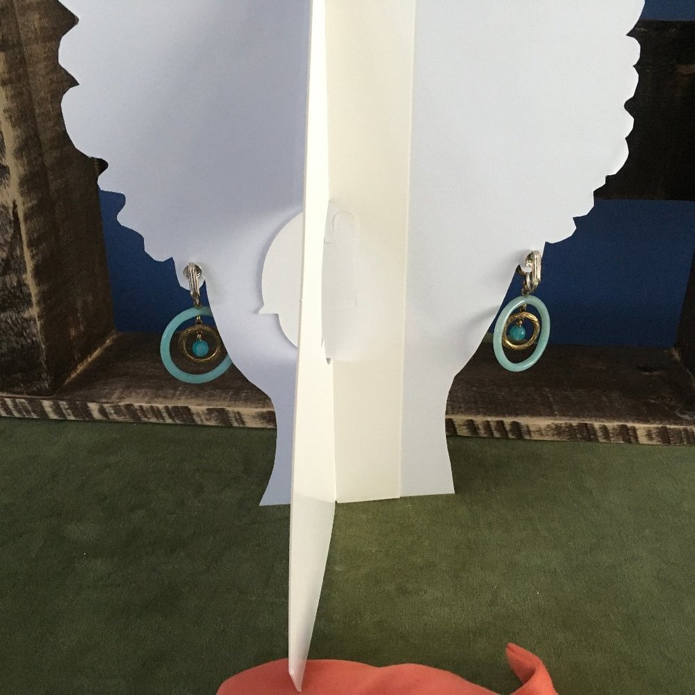 Stephen Dweck Bronze and Amazonite Clip Earrings - Picture 9 of 10